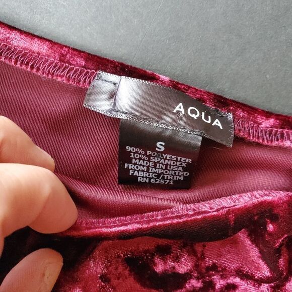 Aqua Red Velvet Off Shoulder Blouse - Picture 2 of 8